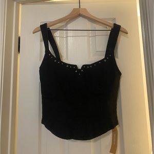 reformation karla studded bustier denim top